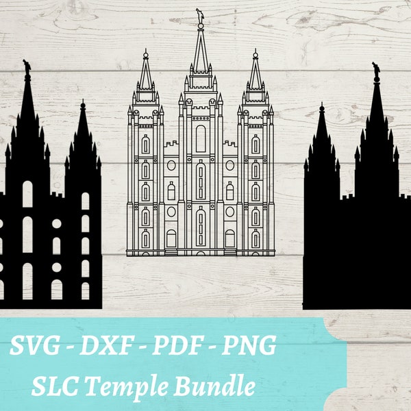 SLC tempel SVG Laser gesneden bestand, Salt Lake City tempel religieus decor, SLC tempel bundel download digitaal bestand