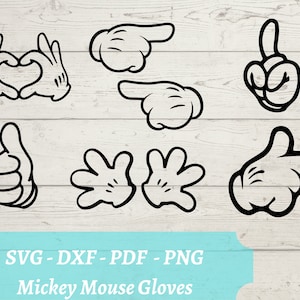 Mickey Mouse Hands Bundle SVG Laser Cut File, Download Digital File - svg, dxf, pdf, and png - Disneyland Shirt DIY- Mickey Gloves
