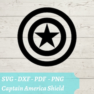キャプテン・アメリカのシールド SVG ファイル、ファースト・アベンジャーのキャップ デジタル ファイルをダウンロード スティーブ・ロジャース - dxf、pdf、png - Cricut - Glowforge レーザーカット ファイル