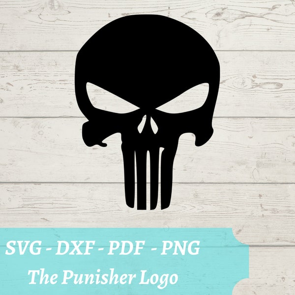 The Punisher Symbol SVG File, Punisher Skull Download Digital File - dxf, pdf, png - Cricut - Glowforge Laser Cut File