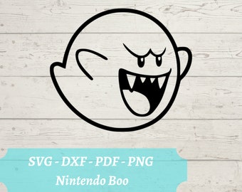 Boo Ghost SVG File, Video Game Boo from Super Mario Bros, Download Digital File - svg, dxf, pdf, and png