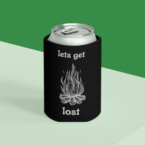 koozie,  can cooler for hiking and camping and summer fires
