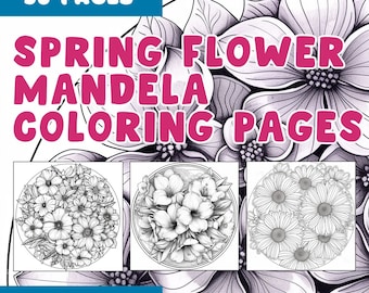 春の花のマンダラぬり絵