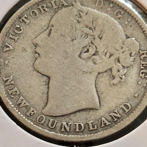 1870 Newfoundland Canada 20 cents silver coin. KM-4 Mintage: 50,000