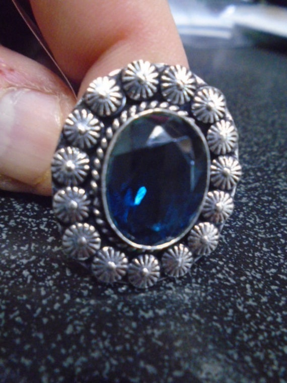 Ladies German Silver & Blue Topaz Ring