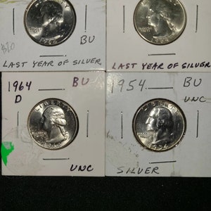 VIER SILBERNE Washington Quarters - BU-Zustand!
