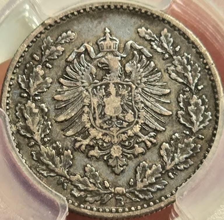 1877 German 50 Pfennig; PCGS Certified VF35 Silver EUROPEAN