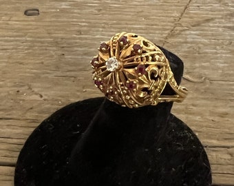 Vintage Antik 18Kt Gold, Spinell & Diamant Cocktail Ring mit Wertgutachten!