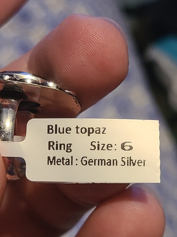 Ladies German Silver & Blue Topaz Ring - image 2