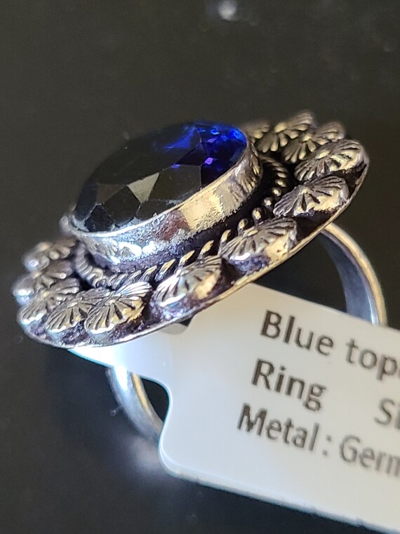 Ladies German Silver & Blue Topaz Ring - image 3