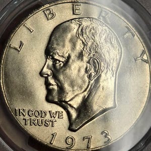 1973 Eisenhower Dollar PCGS MS64; Great Frosty White GEM BU Classic!