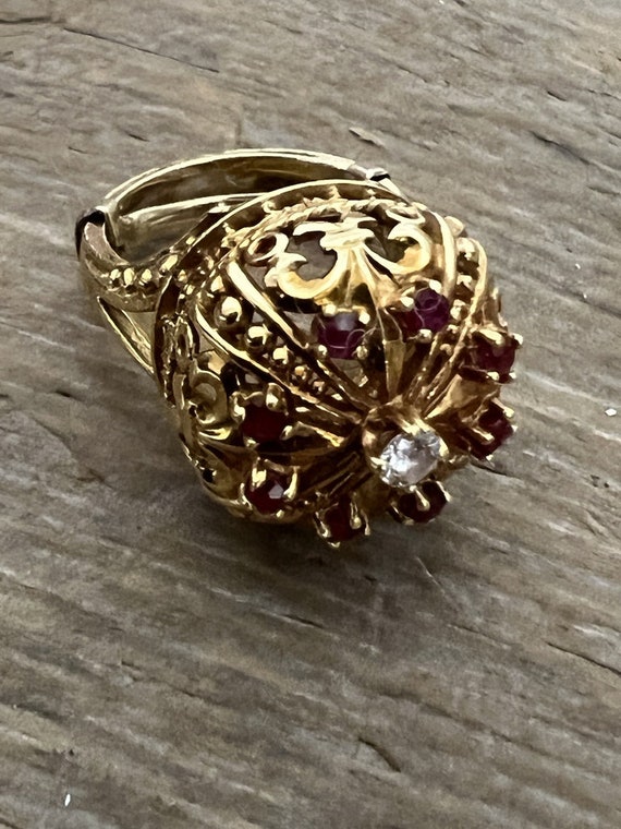 Vintage Antique 18Kt Gold, Spinel & Diamond Cockt… - image 5