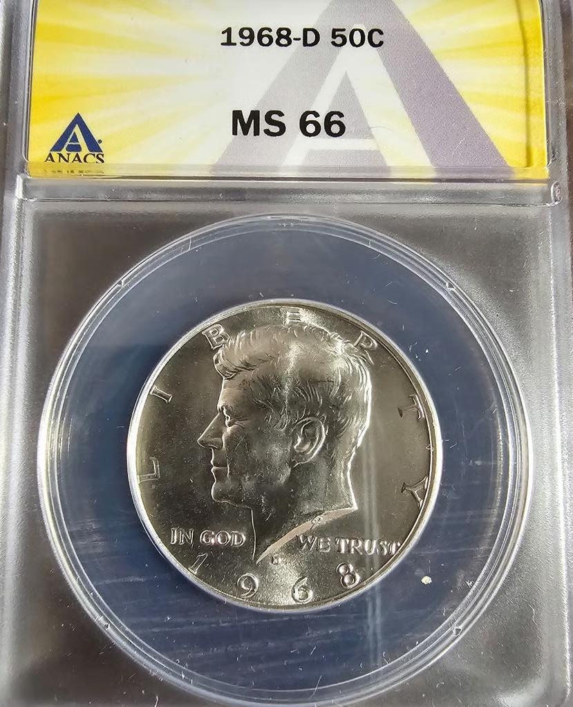 銀貨2枚セット 1968年 25ペソ & 1964年 50セント ハーフダラー アメリカ 1964年 ケネディ ハーフダラー 本物 銀貨 50セント 2枚