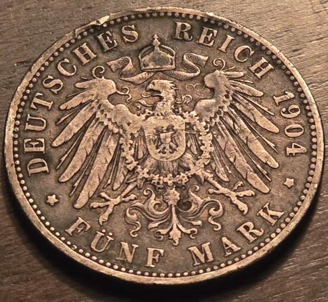 1904G ドイツ 5 マルク バーデン州 フリードリヒ公爵 銀貨 帝国 WW1 +