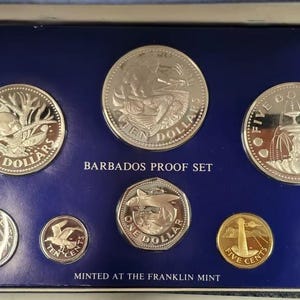 National Coin Set of Barbados (1976) Silver Proof Set und Original Box & Dokumente!