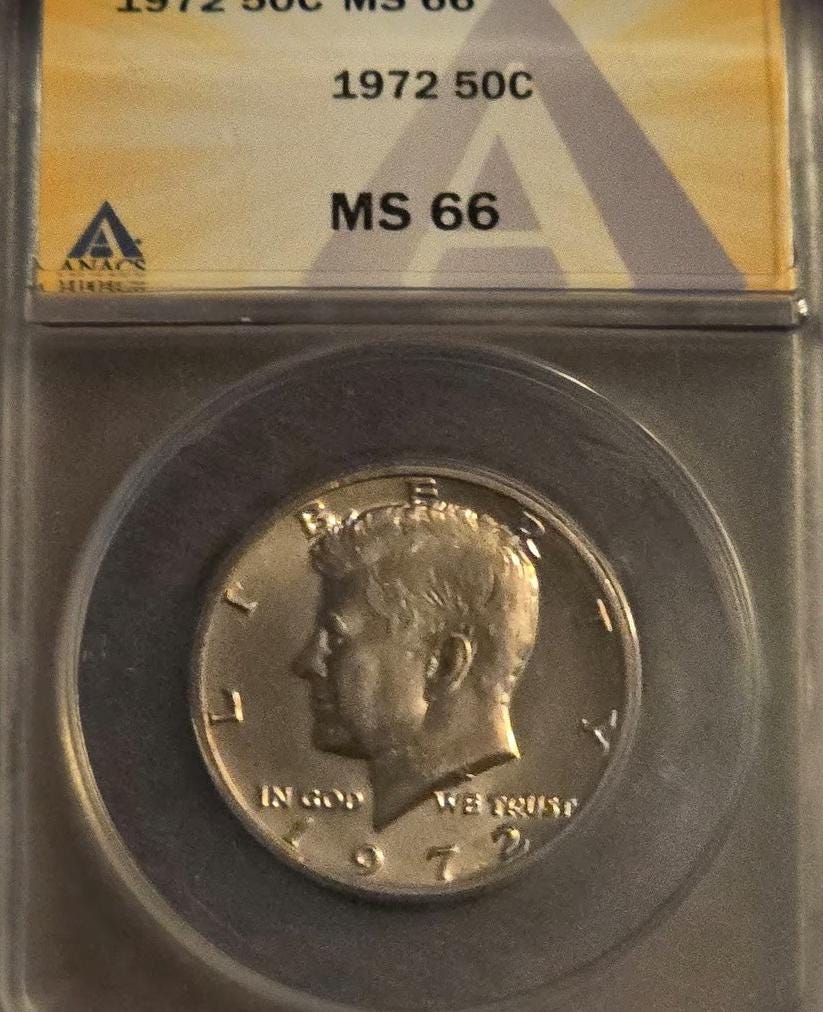 1972年ケネディハーフダラー - ANACSグレードMS66！素晴らしい宝石BUコイン!!! - Etsy 日本