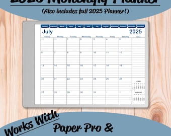 2026 Planner for ReMarkable 2 and Paper Pro - Simple Hyperlinked Monthly Planner