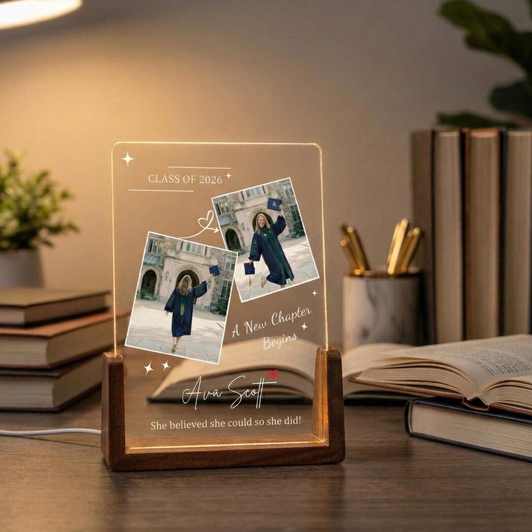 Personalized Graduation Photo LED Plaque, Custom Class of 2026 Gift ...