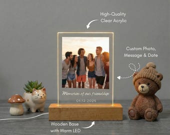 Custom Photo LED Friendship Gift, Acrylic Plaque Night Light