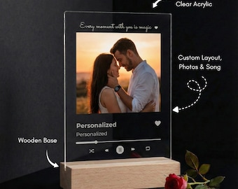 Custom Song Plaque With Photo, Acrylic Music Gift