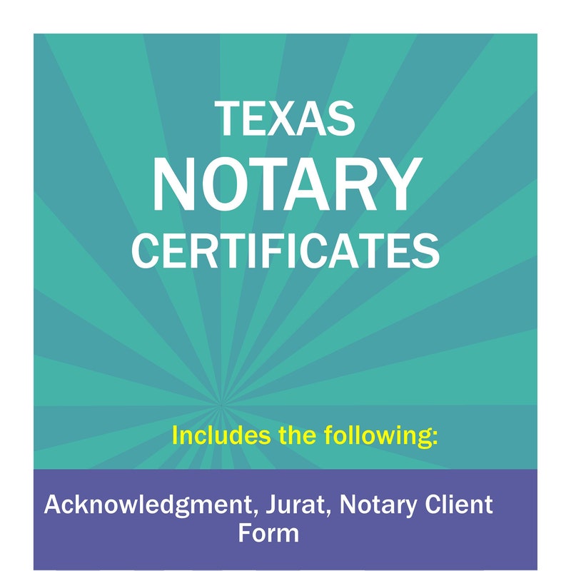 Texas Notary Certificate Etsy