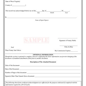 State of West Virginia-Three Notary Certificates: Acknowledgment, Jurat, Notary Client Form image 3