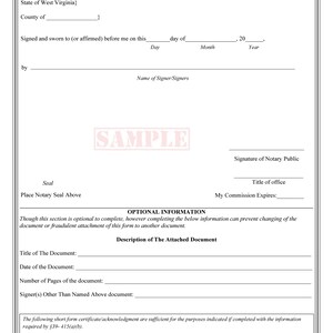 State of West Virginia-Three Notary Certificates: Acknowledgment, Jurat, Notary Client Form image 4