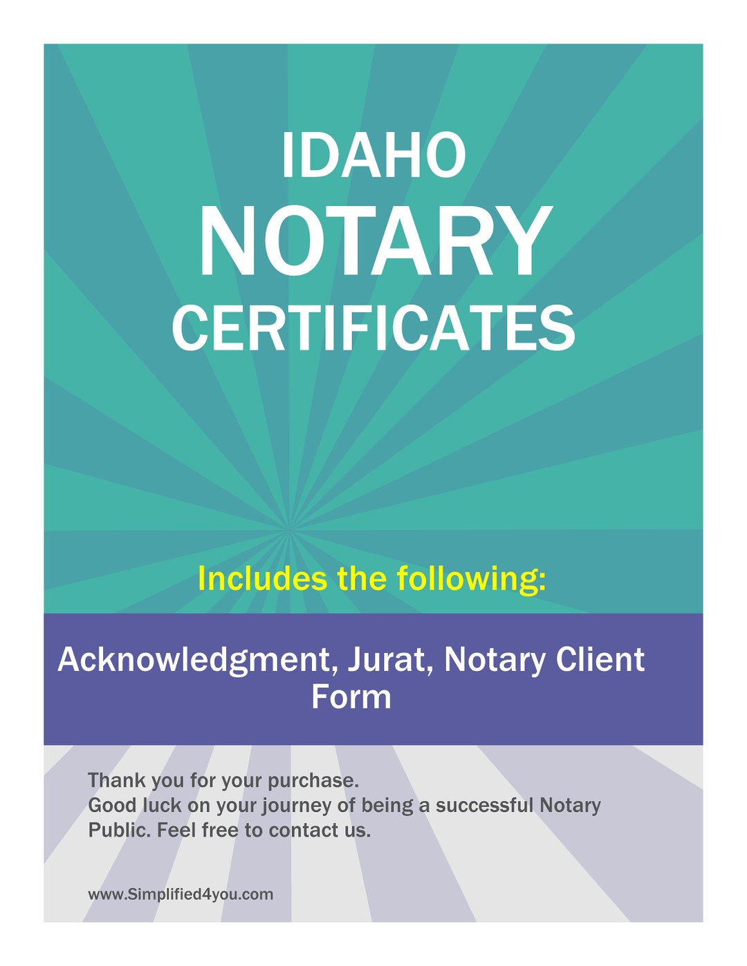 State of Idahothree Notary Certificates Acknowledgment Etsy