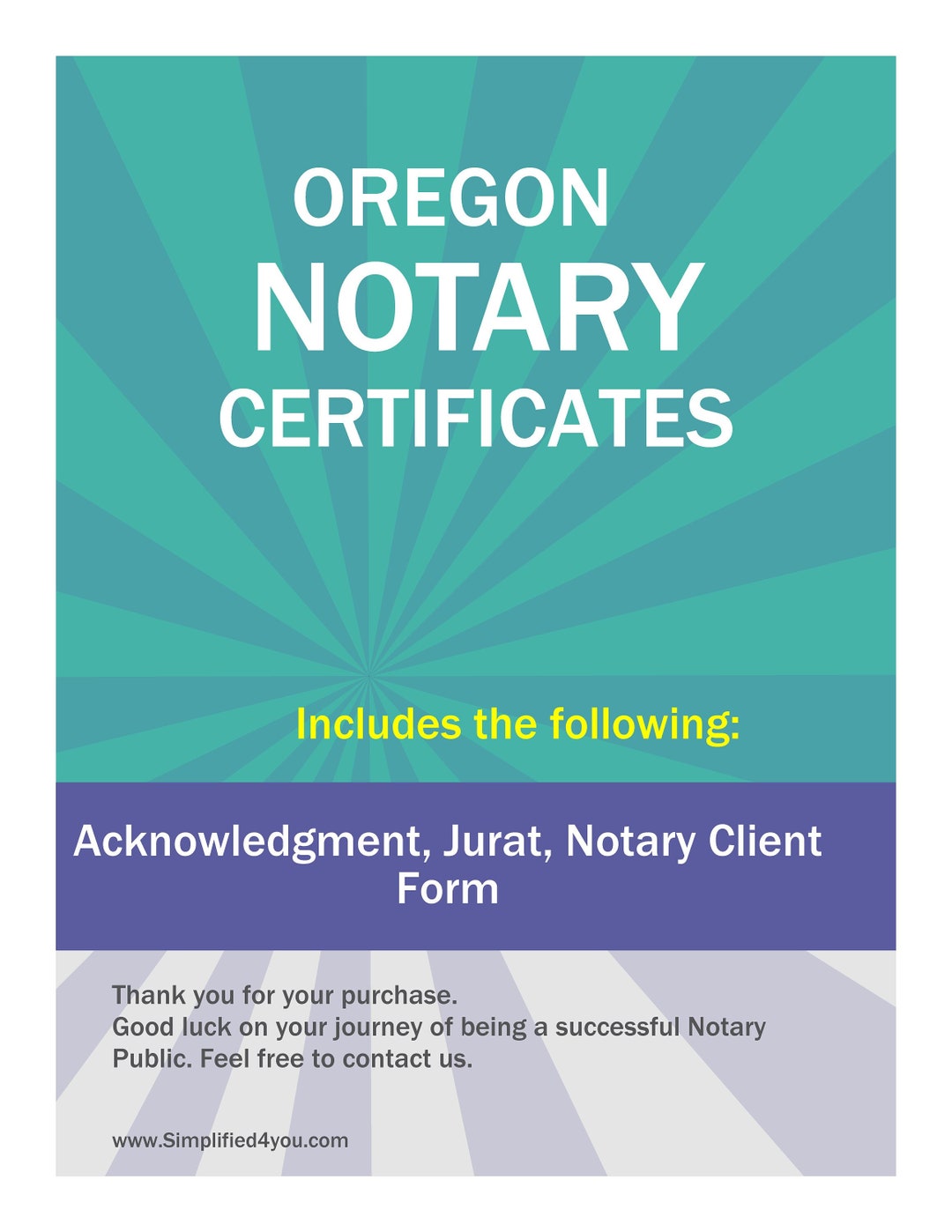 Oregon Notary Box Example State of Oregon-three Notary Certificates: Acknowledgment, Jurat ...