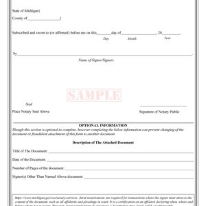 State of Michigan-Three Notary Certificates: Acknowledgment, Jurat, Notary Client Form image 4