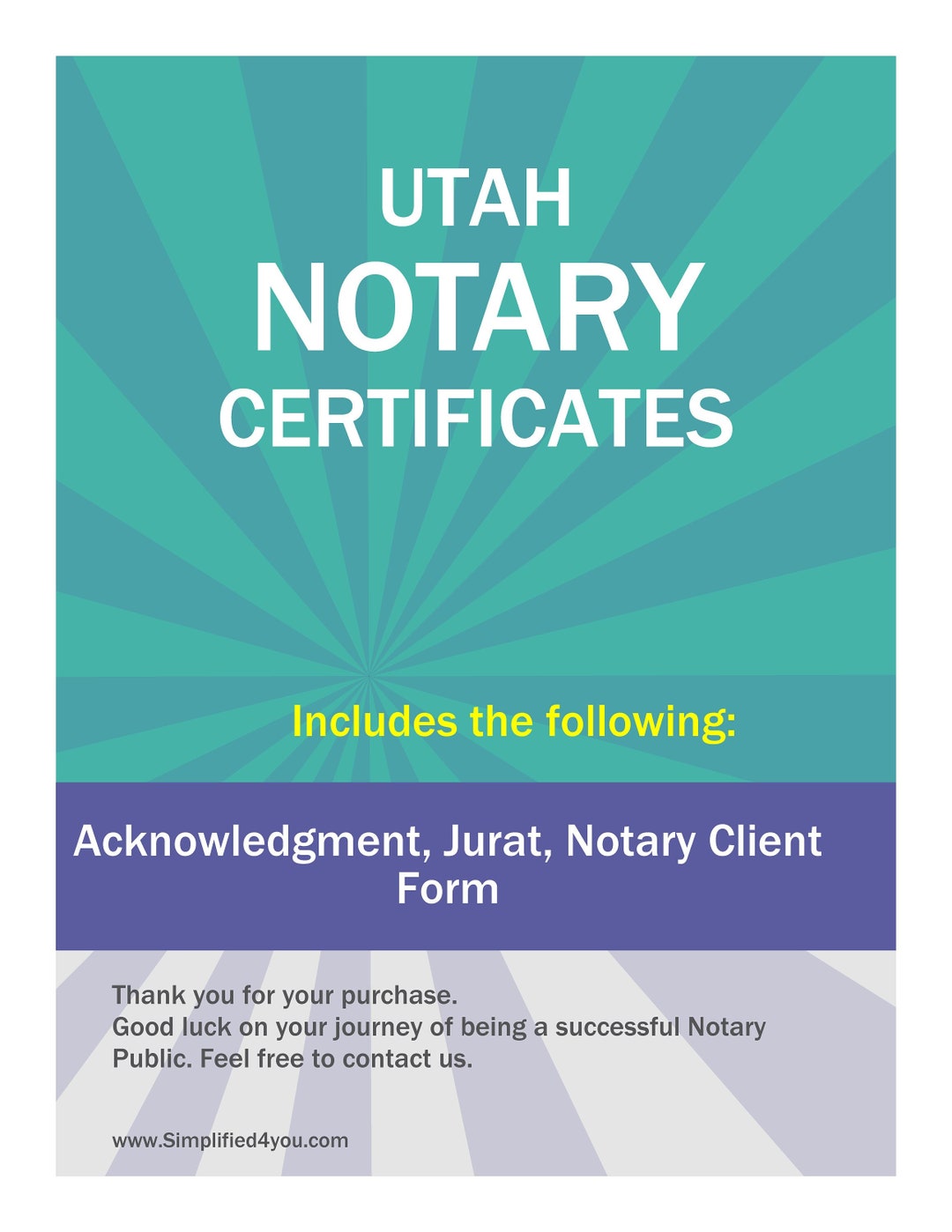 State of Utahthree Notary Certificates Acknowledgment Etsy