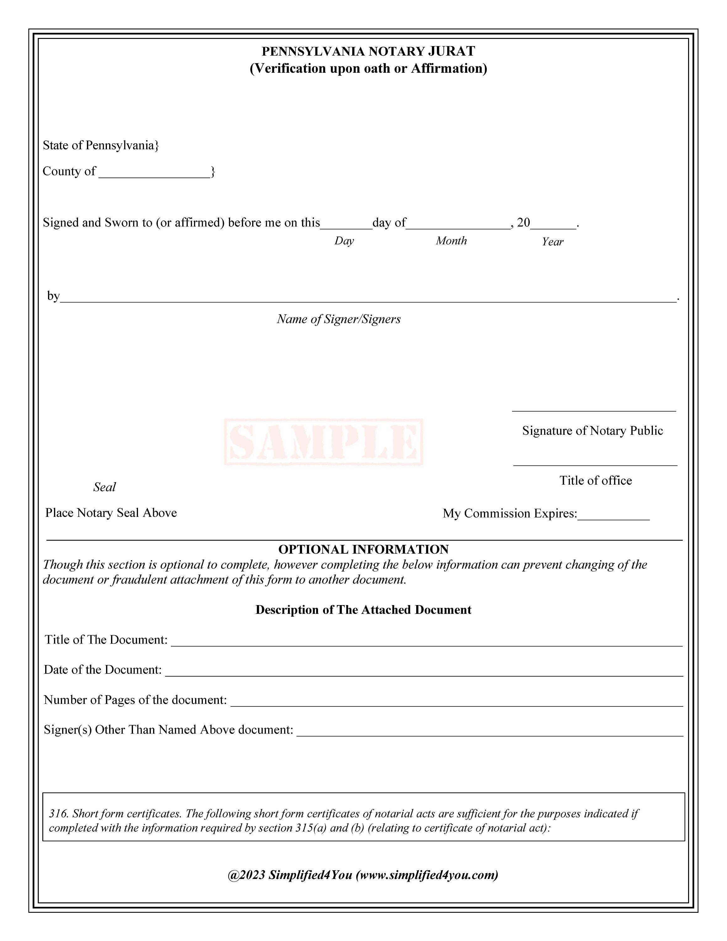 state of pennsylvania-three notary certificates: acknowledgment