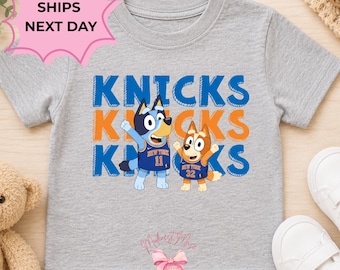New York Knicks Toddler Shirt | Knicks Basketball Inspired Kids Tee | Blue dog Design | Game Day Outfit