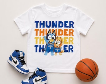 Thunder Toddler Shirt | OKC Basketball Inspired Kids Tee | Bluey-Inspired Design | Game Day Outfit