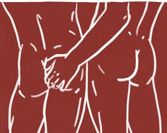 Grab a Handful - Red - Gay Painting Art Print - L. Hady