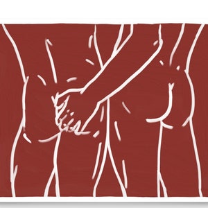 Grab a Handful - Red - Gay Painting Art Print - L. Hady