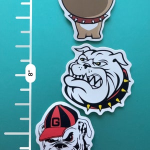 Set of 3 Bulldog Stickers, High Quality Die cut Vinyl Decal