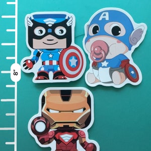 Set of 3 Kids Superhero Stickers, High Quality Die cut Vinyl Decal