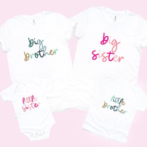 Big Brother Big Sister Little Brother Little Sister Shirt Matching Sibling T-Shirt Baby Announcement Tee Matching Sibling Shirt Gift for Mom