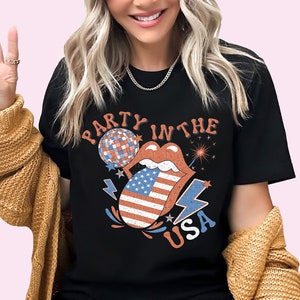 Party in the USA  4th of July T-shirt Fourth of July Graphic Tee Retro Party in the USA Graphic Shirt USA Patriotic Independence Day Shirt