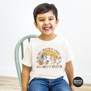 100 Days Of School Shirt Blue Dog 100th Day Of School Sweatshirt Happy 100 Days Of School Comfort Colors® Shirt Toddler Kids Sweatshirt Boys
