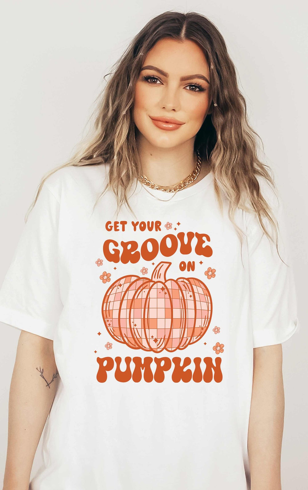 Womens Fall Shirt Get Your Groove on Pumpkin Shirt Groovy Fall - Etsy