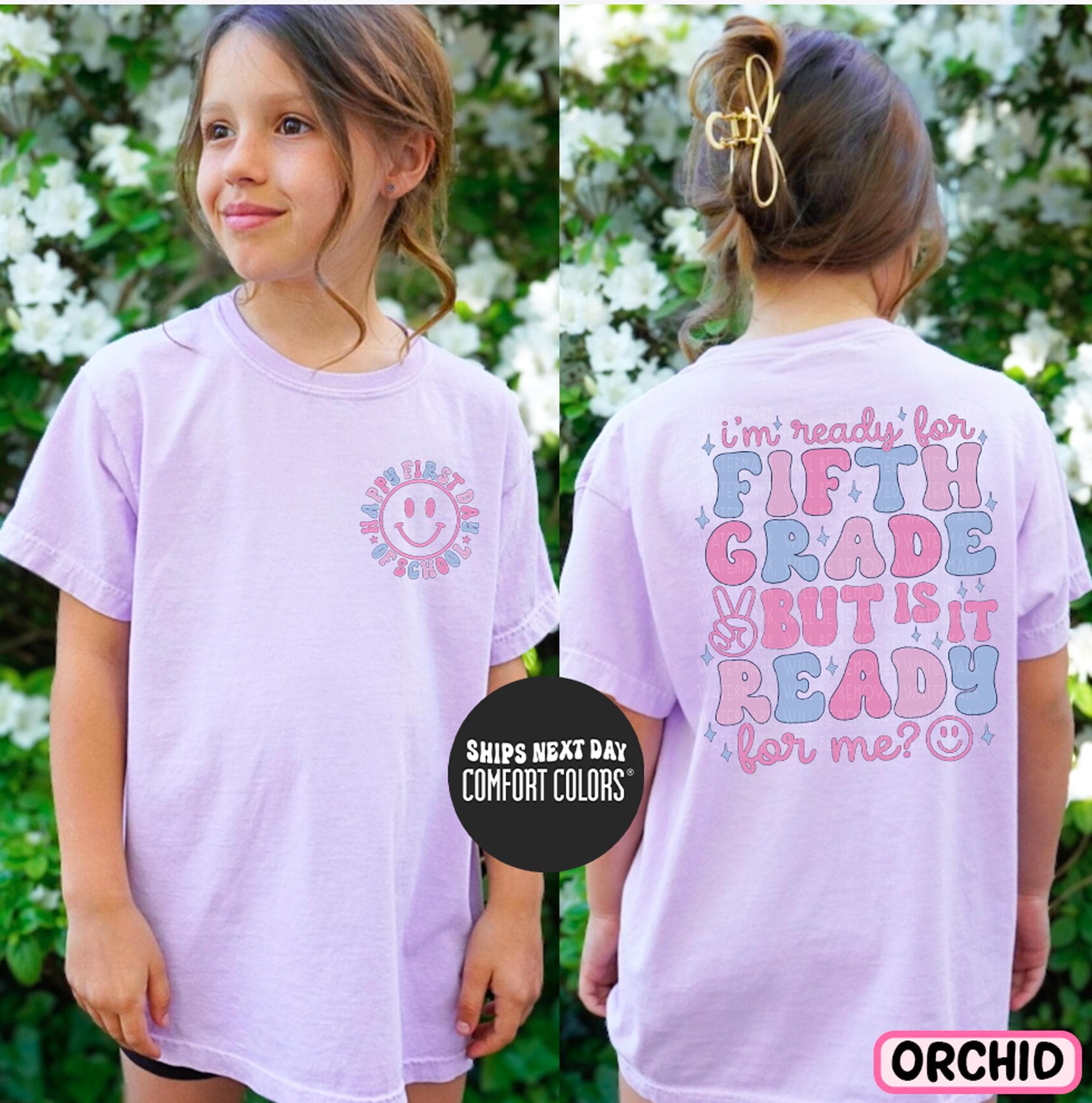 Camiseta Comfort Colors® de quinto grado Primer día de clases Camiseta Groovy de regreso a clases de quinto grado Estoy listo para quinto grado, pero ¿está listo para mí?