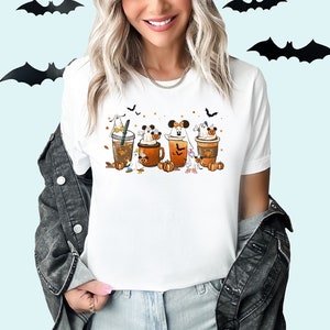 Disney Coffee Cup Shirt Ghost Mickey Shirt Disneyland Halloween Disney World Tee Fall Coffee Lover Pumpkin Spice Latte Spooky Season Gift