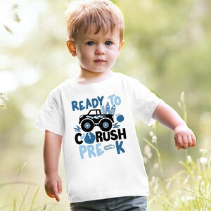 Boys Pre-K First Day of School Shirt Monster Truck Ready To Crush Pre-K T-Shirt for Boys Kids Back to School Gift Peace Out Preschool Tee