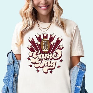 Game Day Shirt Football TShirt Football Season Shirt Women&#39;s Football Tee Maroon Cute College Football Shirt For Women Gameday Football Mama
