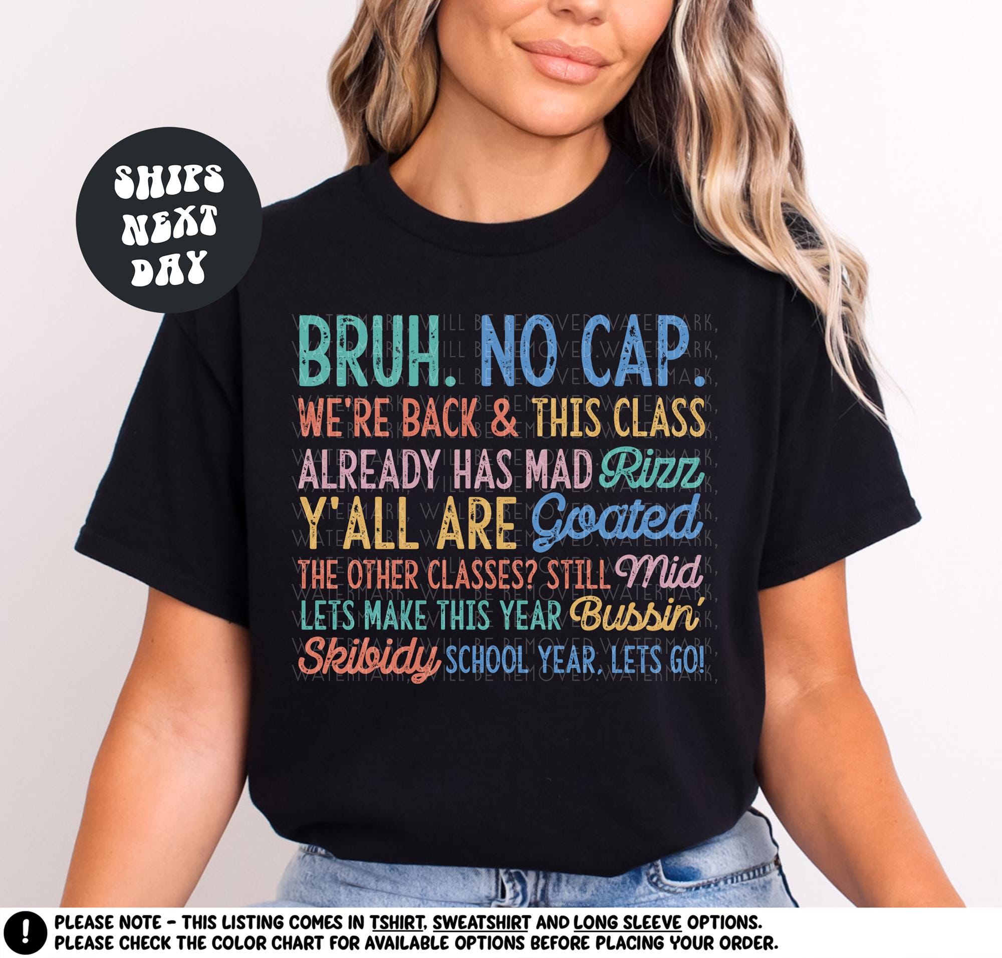 Teachers Back To School Shirt Funny Gen A Slang Happy First Day Of School Funny Teacher Tee Bruh No Cap Teacher Quote Shirt Teacher Gifts