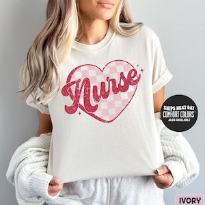 Valentine Nurse Shirt RN Valentine Shirt Valentines Gift For Nurse Valentines Comfort Colors® Shirt Registered Nurse Retro Valentine Shirt