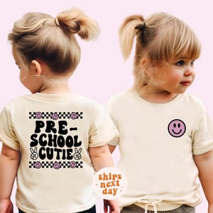 Preschool Cutie Shirt Back to School T-Shirt Retro First Day of School Tee Hello Preschool Groovy Back To School Gift Toddler School Outfits