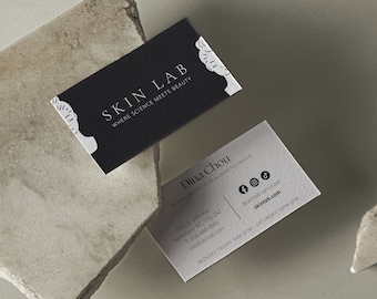 Editable Canva Business Card Template, Minimalist Skin Clinic Branding (Digital Download)